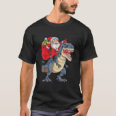 Santa Riding Dinosaur T rex kerstcadeaus Boys M T-shirt (Voorkant)