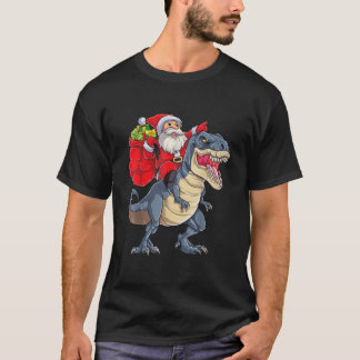 Santa Riding Dinosaur T rex kerstcadeaus Boys M T-shirt