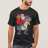 Santa Riding Dinosaur T Rex kerstcadeaus Boys M T-shirt (Voorkant)