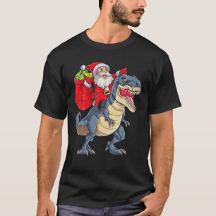 Santa Riding Dinosaur T Rex kerstcadeaus Boys M T-shirt