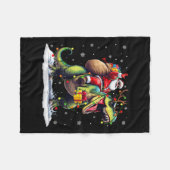 Santa Riding Dinosaur T Rex kerstjongens Man Xma Fleece Deken (Voorkant (Horizontaal))