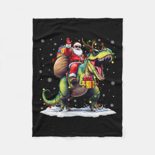 Santa Riding Dinosaur T Rex kerstjongens Man Xma Fleece Deken