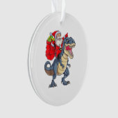 Santa Riding Dinosaur T rex kerstjongens Man Xma Ornament (voorkant)
