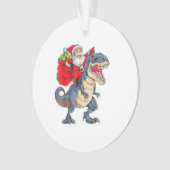 Santa Riding Dinosaur T rex kerstjongens Man Xma Ornament (voorkant)