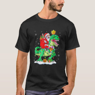 Santa Riding Dinosaur T Rex kerstjongens Man Xma T-shirt