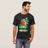 Santa Riding Dinosaur T Rex kerstjongens Man Xma T-shirt (Voorkant volledig)
