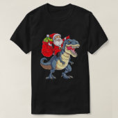 Santa Riding Dinosaur T Rex kerstjongens Man Xma T-shirt (Design voorkant)
