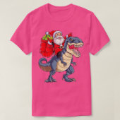 Santa Riding Dinosaur T rex kerstjongens Man Xma T-shirt (Design voorkant)