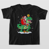 Santa Riding Dinosaur T rex kerstjongens Man Xma T-shirt (Laagn)
