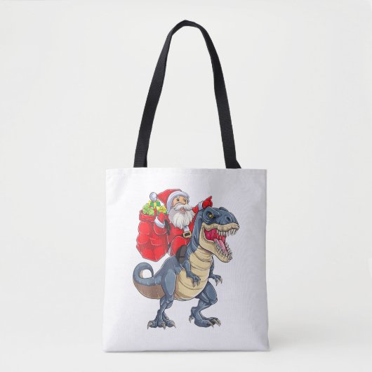 Santa Riding Dinosaur T rex kerstjongens Man Xma Tote Bag (Voorkant)
