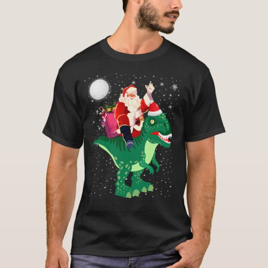 Santa Riding Dinosaur T rex kerstMannen T-shirt (Voorkant)