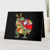 Santa Riding Dinosaur T Rex Kerstmis Funny Xmas K Kaart (Voorkant)