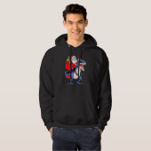 Santa Riding Dinosaur T Rex Kerstmis Hoodie (Voorkant volledig)