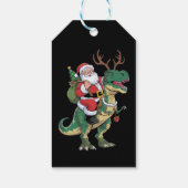 Santa Riding Dinosaur T-Rex Kerstmis Squad Cadeaulabel (Achterkant)