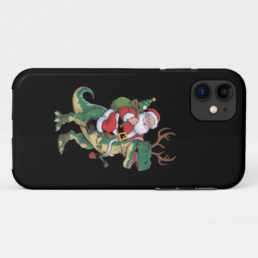 Santa Riding Dinosaur T-Rex Kerstmis Squad Case-Mate iPhone Case (Achterkant (horizontaal))