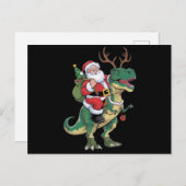Santa Riding Dinosaur T-Rex Kerstmis Squad Feestdagenkaart (Voorkant / Achterkant)