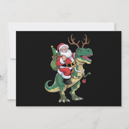 Santa Riding Dinosaur T-Rex Kerstmis Squad Feestdagenkaart (Voorkant)