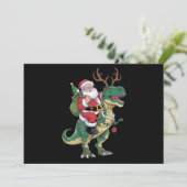 Santa Riding Dinosaur T-Rex Kerstmis Squad Feestdagenkaart (Staand voorkant)