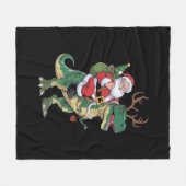Santa Riding Dinosaur T-Rex Kerstmis Squad Fleece Deken (Voorkant (Horizontaal))