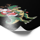 Santa Riding Dinosaur T-Rex Kerstmis Squad Foto Afdruk (Hoek)
