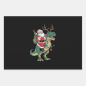 Santa Riding Dinosaur T-Rex Kerstmis Squad Inpakpapier Vel (Voorkant)