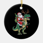 Santa Riding Dinosaur T-Rex Kerstmis Squad Keramisch Ornament (Voorkant)