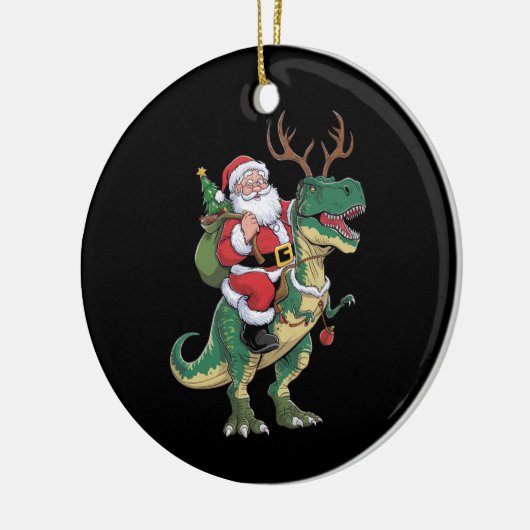 Santa Riding Dinosaur T-Rex Kerstmis Squad Keramisch Ornament (Links)