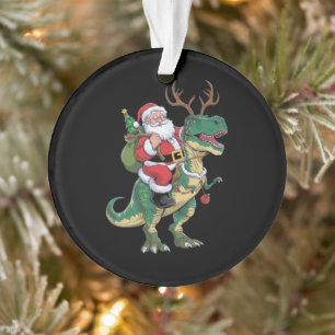 Santa Riding Dinosaur T-Rex Kerstmis Squad Ornament