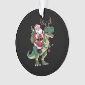 Santa Riding Dinosaur T-Rex Kerstmis Squad Ornament (voorkant)