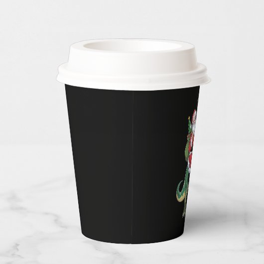 Santa Riding Dinosaur T-Rex Kerstmis Squad Papieren Bekers (Rechts)