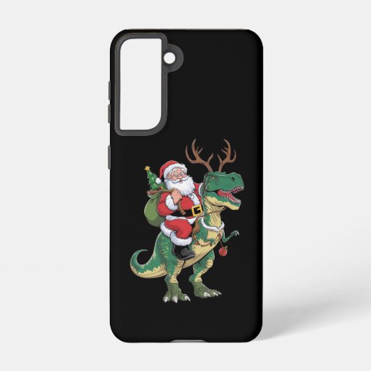Santa Riding Dinosaur T-Rex Kerstmis Squad Samsung Galaxy Hoesje (Achterkant)
