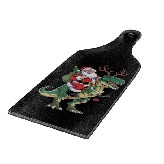 Santa Riding Dinosaur T-Rex Kerstmis Squad Snijplank (Hoek)