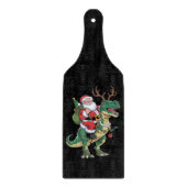 Santa Riding Dinosaur T-Rex Kerstmis Squad Snijplank (Voorkant)