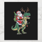 Santa Riding Dinosaur T-Rex Kerstmis Squad Wijn Etiket (Enkel label)