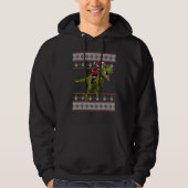 Santa Riding Dinosaur T Rex Kerstmis Ugly Sweate Hoodie (Voorkant)