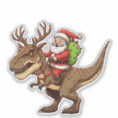 Santa Riding Dinosaur T-Rex Sticker (Voorkant)