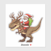 Santa Riding Dinosaur T-Rex  Sticker (Vel)