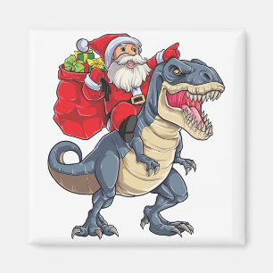 Santa Riding Dinosaur T rex T Shirt kerstcadeau Magneet
