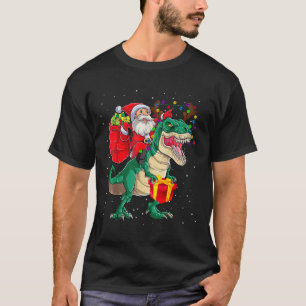 Santa Riding Dinosaur Trex Funny Christmas Kinder T-shirt