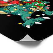 Santa Riding Dinosaur Trex Herten Kinder Jongens M Poster (Hoek)