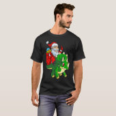 Santa Riding Dinosaur Triceratops Dino Christmas B T-shirt (Voorkant volledig)