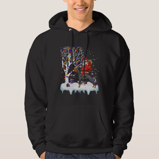 Santa Riding Doberman Pinscher Dog 191 Hoodie (Voorkant)