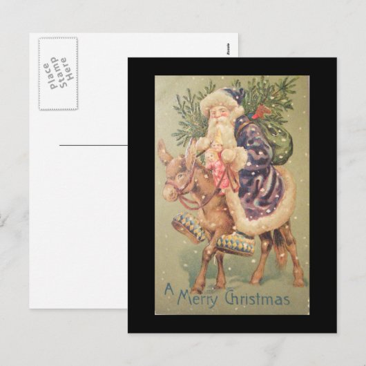 Santa Riding Donkey Feestdagenkaart (Voorkant / Achterkant)
