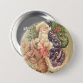 Santa Riding Donkey Ronde Button 7,6 Cm (Voorkant /achterkant)