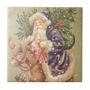 Santa Riding Donkey Tegeltje