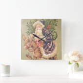 Santa Riding Donkey Vierkante Klok (Huis)