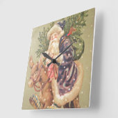Santa Riding Donkey Vierkante Klok (Hoek)