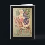 Santa Riding Donkey-Vintage Feestdagen Kaart<br><div class="desc">Als je van alles houdt en alles wat  is,  is dit voor jou! Reis terug naar het jaar van gisteren en verlies in de prachtige kleur en details van dit oude beeld. Geweldige kunst van dagen geleden. Geniet! Op het volledige afbeelding staat: "Een prettige kerst".</div>