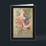 Santa Riding Donkey-Vintage Feestdagen Kaart<br><div class="desc">Als je van alles houdt en alles wat  is,  is dit voor jou! Reis terug naar het jaar van gisteren en verlies in de prachtige kleur en details van dit oude beeld. Geweldige kunst van dagen geleden. Geniet! Op het volledige afbeelding staat: "Een prettige kerst".</div>