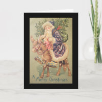 Santa Riding Donkey-Vintage